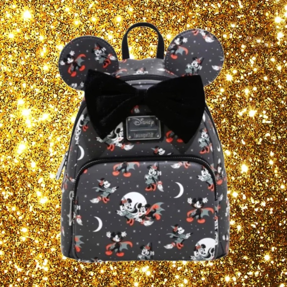 Loungefly Disney Mickey Minnie Halloween Vamp Witch AOP Mini Backpack